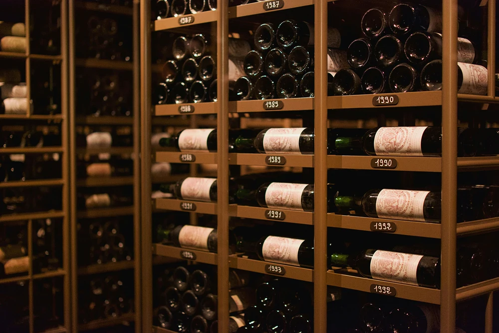 Wine bottles stored in a premium cellar